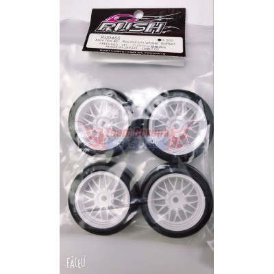 RUSH Mini 36 Round LM Wheel 0 Offset Preglude Tire Set #RU0453